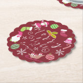 Vreugde Kerstmis Rode Wijn Kartonnen Onderzetters (Gekanteld)