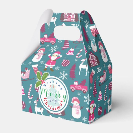 Vreugde Kerstmis Turquoise Bedankdoosjes (Voorkant Zijde)