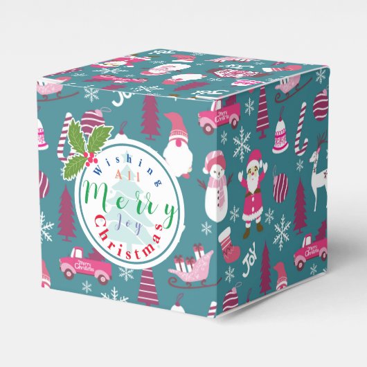 Vreugde Kerstmis Turquoise Bedankdoosjes (Voorkant Zijde)