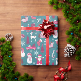 Vreugde Kerstmis Turquoise Cadeaupapier