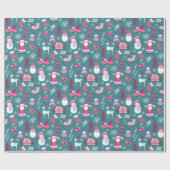 Vreugde Kerstmis Turquoise Cadeaupapier (Vlak)