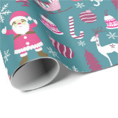 Vreugde Kerstmis Turquoise Cadeaupapier (Rol Hoek)