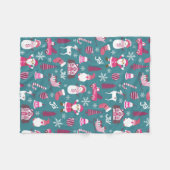 Vreugde Kerstmis Turquoise Fleece Deken (Voorkant (Horizontaal))