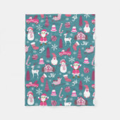 Vreugde Kerstmis Turquoise Fleece Deken (Voorkant)