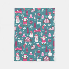 Vreugde Kerstmis Turquoise Fleece Deken