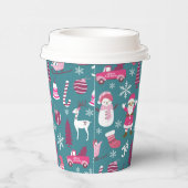 Vreugde Kerstmis Turquoise Papieren Bekers (Rechts)