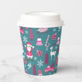 Vreugde Kerstmis Turquoise Papieren Bekers (Voorkant)