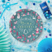 Vreugde Kerstmis Turquoise Papieren Bordje (Feest)