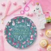 Vreugde Kerstmis Turquoise Papieren Bordje (Feest)