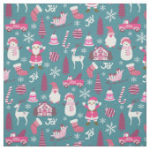 Vreugde Kerstmis Turquoise Stof (Swatch)