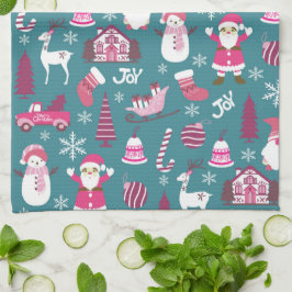 Vreugde Kerstmis Turquoise Theedoek