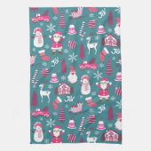 Vreugde Kerstmis Turquoise Theedoek (Verticaal)