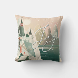 Vreugde. Kerstmis winter bergdorp landschap Kussen