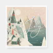 Vreugde. Kerstmis winter bergdorp landschap Servet (Voorkant)
