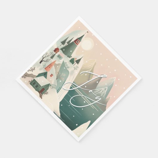 Vreugde. Kerstmis winter bergdorp landschap Servet (Hoek)