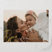 Vreugde Kerstmis Zegeningen Religieuze Fotokaart Folie Feestdagenkaart (Voorkant)