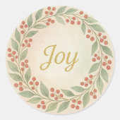 “Vreugde” kerstornament in waterverf Ronde Sticker (Voorkant)