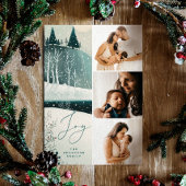 Vreugde. Kerstsneeuw winter bos collage foto Feestdagenkaart