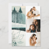 Vreugde. Kerstsneeuw winter bos collage foto Feestdagenkaart (Voorkant)