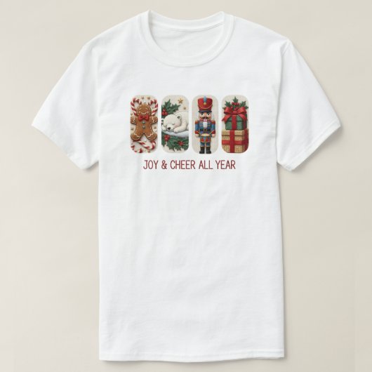 Vreugde & Kerstvreugde het hele jaar door T-shirt (Design voorkant)