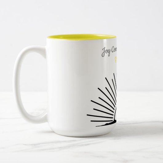 vreugde komt in de ochtend psalm 30:5 tweekleurige koffiemok (Links)