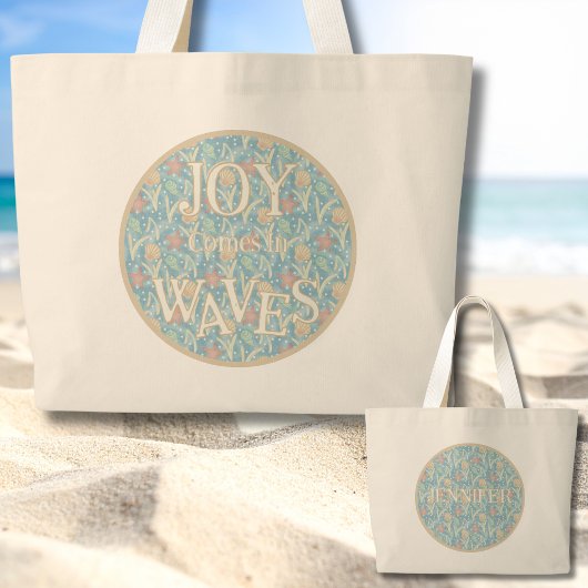 Vreugde komt in golven – Boho Strand Grote Tote Bag