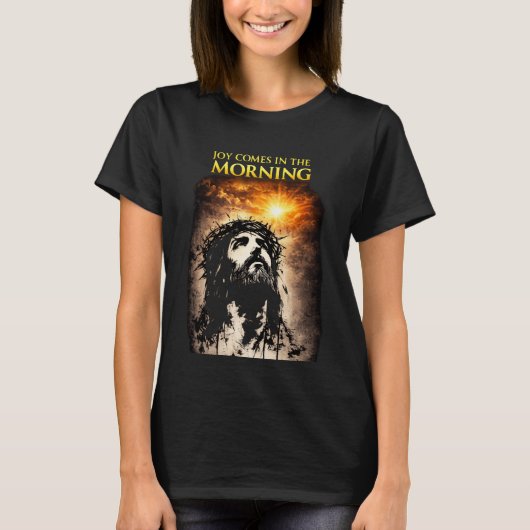 Vreugde komt 's ochtends t-shirt (Voorkant)