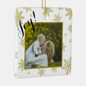 Vreugde! Leuk Goud & wit Sneeuwvlokken Kerstmis Fo Keramisch Ornament (Rechts)