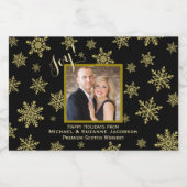 Vreugde! Leuke Gouden Sneeuwvlokken met Foto Vakan Likeurfles Etiket (Enkel label)