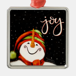 Vreugde Leuke Lachende Sneeuwman Inspirativiteit K Metalen Ornament