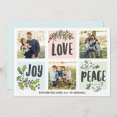 Vreugde Liefde en Vrede Drie Foto Vakantie Kaart (Voorkant / Achterkant)