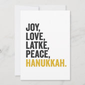Vreugde Liefde Latkes Vrede Hanukkah Grappig Joods Kaart (Voorkant)