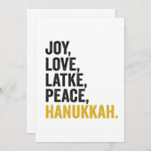 Vreugde Liefde Latkes Vrede Hanukkah Grappig Joods Kaart (Voorkant / Achterkant)