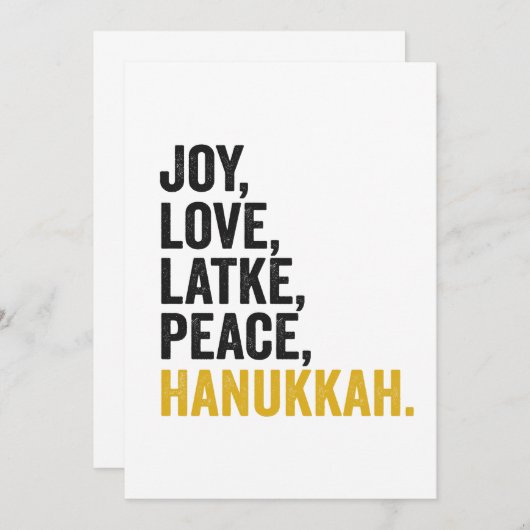 Vreugde Liefde Latkes Vrede Hanukkah Grappig Joods Kaart (Voorkant / Achterkant)