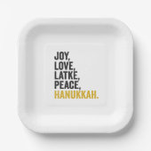 Vreugde Liefde Latkes Vrede Hanukkah Grappig Joods Papieren Bordje (Voorkant)