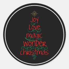 Vreugde · Liefde · Magie · Verwondering · Kerstmis Ronde Sticker