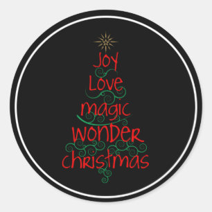 Vreugde · Liefde · Magie · Verwondering · Kerstmis Ronde Sticker