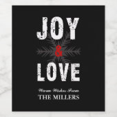 Vreugde & Liefde Script Kerstmis | Vakantie Wijn Etiket (Enkel label)