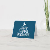 Vreugde liefde vrede duif wit kerstboom blauw kaart (Voorkant)