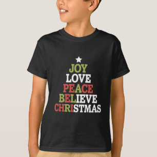 Vreugde Liefde Vrede Geloof Kerstboom Familie T-shirt