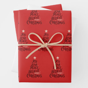 Vreugde Liefde Vrede Geloof Prettig Kerstboom Kers Inpakpapier Vel