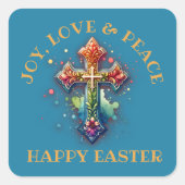 Vreugde, Liefde & Vrede Gelukkig Pasen | Vierkante Sticker (Voorkant)