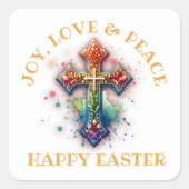 Vreugde, Liefde & Vrede Gelukkig Pasen | Vierkante Sticker (Voorkant)