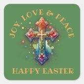 Vreugde, Liefde & Vrede Gelukkig Pasen | Vierkante Sticker (Voorkant)