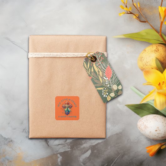 Vreugde, Liefde & Vrede Gelukkig Pasen | Vierkante Sticker