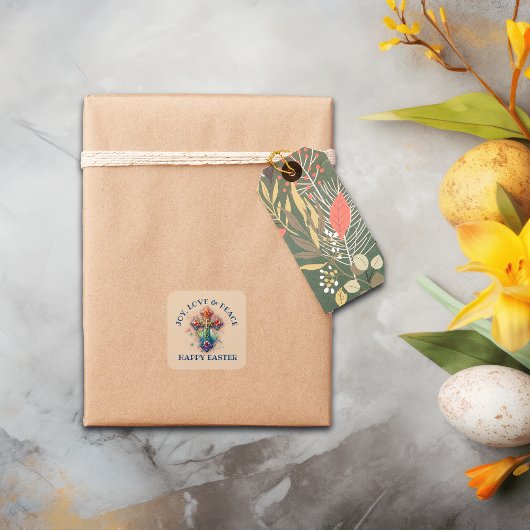 Vreugde, Liefde & Vrede Gelukkig Pasen | Vierkante Sticker