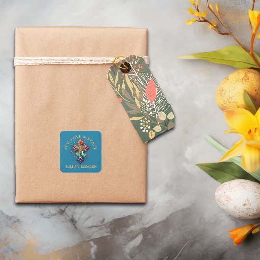 Vreugde, Liefde & Vrede Gelukkig Pasen | Vierkante Sticker