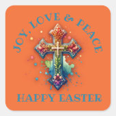Vreugde, Liefde & Vrede Gelukkig Pasen | Vierkante Sticker (Voorkant)