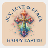 Vreugde, Liefde & Vrede Gelukkig Pasen | Vierkante Sticker (Voorkant)