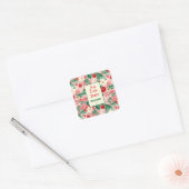 Vreugde Liefde Vrede Kleurrijke Bloemen Vierkante Sticker (Envelop)